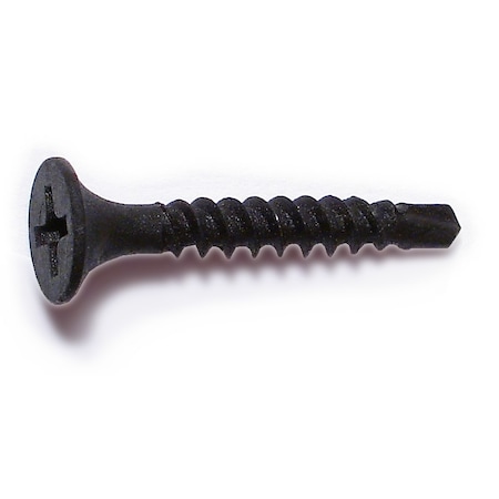 Midwest Fastener Self-Drilling Screw, #6 x 1 in, Black Phosphate Steel Flat Head Phillips Drive, 60 PK 30781